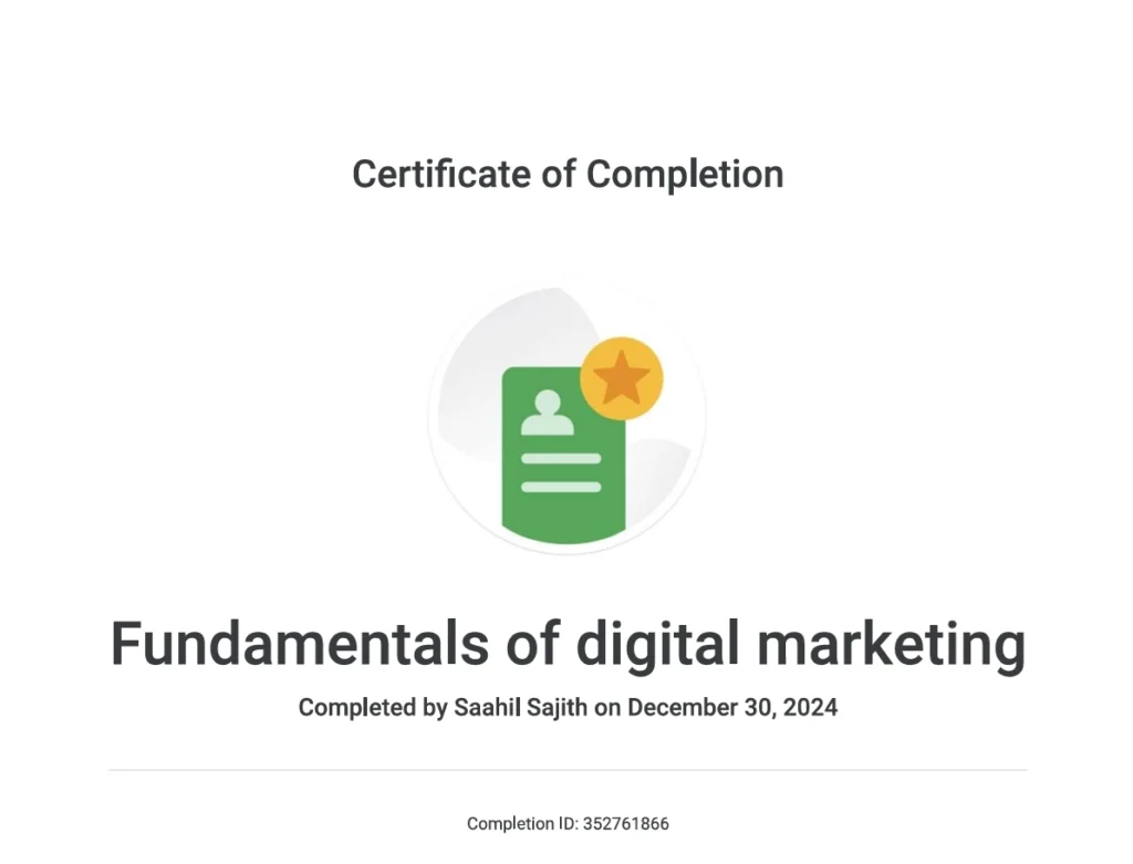 google certificate Best Freelance Digital Marketing Expert in Kannur